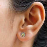 Lotus Inspired “Majestic Bloom” Earrings, Fancy Yellow Lab Diamond Earrings, Flower Petals, Uniquely Designed Diamond Earrings in Solid Gold