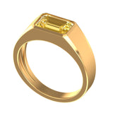3 Ct Light Champagne Emerald Cut Moissanite Signet Ring, Unique Mens Wedding Ring, 10k/14k/18k Solid Yellow Gold Ring, Mens Anniversary Ring
