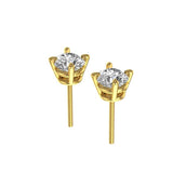 1CT 14k Yellow Gold Round Cut Moissanite Stud Earrings For Women, Moissanite Earrings, Gold Earrings For Wedding, Stud Earrings For Her
