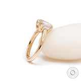 Exquisite Double Claw Prong Three Stone Ring in Yellow Gold - Unique Step Cut Gemstone Design, Vintage-Inspired Asscher Moissanite Ring