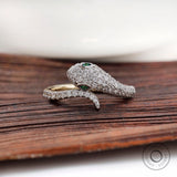 Dainty Lab Diamond Snake Ring – Symbolizes Strength and Beauty,  Perfect Gift for Her! Unique Serpent Ring in 10K Gold