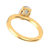 Oval Brilliant Cut Moissanite Engagement Ring, Half Eternity Wedding Band For Women, Oval Solitaire Promise Ring, 14K Solid Yellow Gold Ring