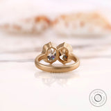 Elongated Cushion Cut Toi Et Moi Moissanite Ring Champagne Cushion Engagement Ring Old Mine Cushion Cut Double Stone Ring Matte Finish Ring