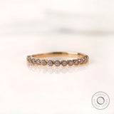 Half Eternity Moissanite Band, Art Deco Stacking Ring, 14k Gold Milgrain Wedding Band, Vintage Wedding Band, Bezel Band Ring, Dainty Ring