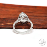 3 CT Pear Cut Lab Grown Diamond Halo Engagement Ring, 14k White Gold Solitaire Pear Ring, Teardrop Diamond Ring, 3 Carat Lab Diamond Ring