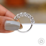 7 Stone Old Mine Cushion Cut With Chunky Pinhole Culet Half Eternity Band, Moissanite Wedding Band, 10K/14K/18K White Gold Band Ring