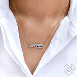 Scattered Diamond Confetti Bar Necklace, 10k/14k/18k Solid Gold Flush Set Pendant, Gypsy Set Round Cut Lab Grown Diamond Luxury Necklace