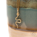 18k Solid Yellow Gold Moissanite Snake Pendant, Animal Pendant, Delicate Snake Charm Pendant, Diamond Studded Minimal Serpent Pendant