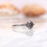 Grey Moissanite Engagement Ring, Grey Stone Ring, 6 Prong Ring, Georgian Ring, Cathedral Rings, 10k/14k/18K White Gold Ring, Grey Rings