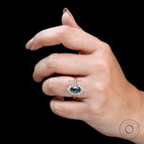 Bold and Beautiful Dark Blue Green Marquise Moissanite Ring - Stunning Rose Gold Cluster Ring for Her, Elegant Rose Gold Engagement Ring