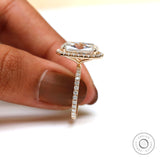 4 CT Elongated Cushion Moissanite Engagement Ring 14k Gold Old Mine Cut Ring Antique Moissanite Ring Accented Shank Halo Wedding Ring