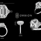 Emerald Shaped Krupp Cut Moissanite Engagement Ring, 14K White Gold Ring With Step Trapezoids, Three Stone Ring, Solitaire Ring