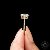 Modern Three Stone Lab Grown Diamond Ring for a Unique Proposal, Bridal Beauty: Trilogy Ring in Yellow Gold for a Special Wedding Day