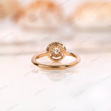 Lab Grown Diamond Double Halo Engagement Ring, 18K Yellow Gold, Vintage Style Halo Ring, Promise Ring For Her, Dainty Halo Ring