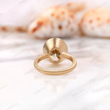 Bezel Set Oval Champagne Moissanite Engagement Ring, 14K Yellow Gold Wedding Ring, Old Mine Cut Ring, Oval Solitaire Ring, Satin Finish Ring