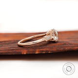 Old Cut Three Stone Ring, Three Stone Engagement Ring, OEC Moissanite Ring, 14k Rose Gold Rings, Cathedral Rings, Anniversary Gift For Her