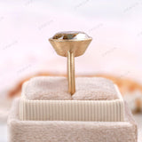 Bezel Set Oval Champagne Moissanite Engagement Ring, 14K Yellow Gold Wedding Ring, Old Mine Cut Ring, Oval Solitaire Ring, Satin Finish Ring