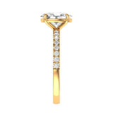 Oval Brilliant Cut Moissanite Engagement Ring, Half Eternity Wedding Band For Women, Oval Solitaire Promise Ring, 14K Solid Yellow Gold Ring