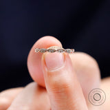 Dainty Moissanite Band, Half Eternity Band, Marquise Shaped Stacking Band, Minimalist Ring Jewelry, Delicate Band Ring, 14k Rose Gold Band