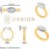 Marquise Brilliant Cut Lab Diamond/Moissanite East West Ring in 10k Solid Gold, Bezel Set Dual Tone Ring, Bezel Set Engagement Ring