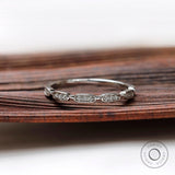 14K White Gold Moissanite/Lab Diamond Wedding Band, Half Eternity Band, Delicate Stacking Band, Wedding Band Women, Dainty Women Ring