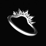 10K/14K/18K Solid Gold Curved Wedding Band, Marquise Tiara Wedding Band, Stackable Ring, Anniversary Band, Unique Wedding Band