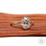 2 Ct OMC Oval Moissanite Bezel Engagement Ring 14k Yellow Gold Split Shank Wedding Ring Antique Cut Oval Ring Vintage Solitaire Ring