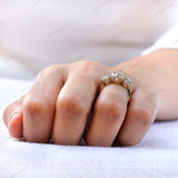 Classic Round OEC Moissanite Ring - Sparkle and Sophistication for Her, Vintage Inspired Three Stone Moissanite Ring - Promise Ring For Her