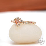 Heart Pink Lab Diamond Cluster Engagement Ring 14k Gold Unique Multi Diamond Knife Edge Milgrain Band Ring Dainty Promise Rings For Women