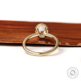 Floating Style Oval Moissanite Ring, 2ct Oval Engagement Ring in 14k Yellow Gold with a Unique Flow to Flush Set any Wedding Band Seamlessly