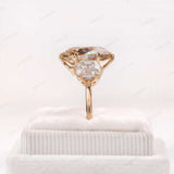 Three Stone Pear Champagne Moissanite Engagement Ring 3 Stone Vintage Ring Georgian Style Ring Solid Gold Color Stone Wedding Ring