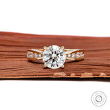 2.5 TCW Round Brilliant Cut Lab Grown Diamond/Moissanite Channel Set Diamond Engagement Ring,  Diamond Accent Band Ring, Wedding Rings Women