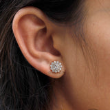 1 CT Diamond Halo Earrings, Lab Diamond Earrings Round, Cluster Diamond Earrings, 10k/14k/18k Solid Gold Statement Earrings, Diamond Studs