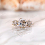 Classic Round OEC Moissanite Ring - Sparkle and Sophistication for Her, Vintage Inspired Three Stone Moissanite Ring - Promise Ring For Her