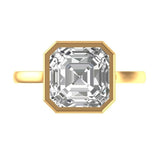 5.4 CT Asscher Cut Moissanite Ring For Women, 10K/14K/18K Yellow Gold Ring, Bezel Engagement Ring, Solitaire Ring Gold, Promise Ring For Her