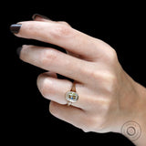 OMC Elongated Cushion Chunky Yellowish Champagne Moissanite Ring in 10K Yellow Gold Champagne Bezel Ring Modern Statement Ring