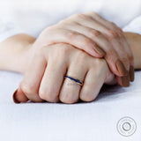 Princess Blue Sapphire Channel Set Wedding Band, Half Eternity Anniversary Band, Color Wedding Band, Blue Channel Set Ring, 14k Rose Gold