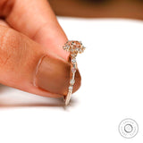 Heart Pink Lab Diamond Cluster Engagement Ring 14k Gold Unique Multi Diamond Knife Edge Milgrain Band Ring Dainty Promise Rings For Women