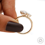 Pear Shaped Double Stone Lab Grown Diamond/Moissanite Toi Et Moi Ring, Toi Et Moi Engagement Ring, 10K/14K/18K Yellow Gold Wedding Ring