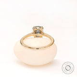 OMC Elongated Cushion Grey Moissanite Ring, Grey Stone Engagement Ring, Yellow Gold Rings For Women, Cathedral Ring Moissanite, Old Cut Ring