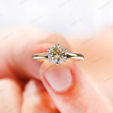 Old European Light Champagne Moissanite Vintage Style Ring, Solitaire Engagement Ring For Women, Champagne Moissanite Ring