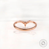 Elegant Rose Gold Wishbone Wedding Ring Set with Sparkling Moissanite Chic Chevron Wedding Band in 14K Rose Gold Contour Diamond Ring