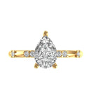 Pear Engagement Moissanite Ring, Anniversary Ring 10K 14K 18K Solid Gold Rings for Women Teardrop Diamond Ring 1.25 CT Pear Diamond Ring