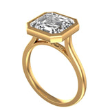 5.4 CT Asscher Cut Moissanite Ring For Women, 10K/14K/18K Yellow Gold Ring, Bezel Engagement Ring, Solitaire Ring Gold, Promise Ring For Her