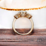 Cushion OMC Moissanite 3 Stone Vintage Ring, Georgian Ring for Her, Claw Prong, Old Mine Cut, Unique Engagement Ring, Promise Ring