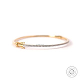 Dainty Lab Grown Diamond Bangle Bracelet For Women, Daily Wear Solid Gold Bracelet, Delicate Office Wear Diamond Hinged Bangle For Girls