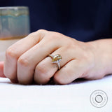 3 TCW OMC Pear Light Champagne Moissanite Vintage Ring, Fine Matte Finish Art Deco Georgian Ring for Her, Unique Pear Engagement Ring