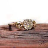 Cushion OMC Moissanite 3 Stone Vintage Ring, Georgian Ring for Her, Claw Prong, Old Mine Cut, Unique Engagement Ring, Promise Ring