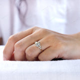 OEC Moissanite Cluster Ring, Vintage Engagement Ring, Georgian Style Ring, Antique Bridal Ring, Yellow Gold Vintage Ring, Claw Prong Ring