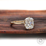 Old Mine Cut Cushion Ring Moissanite, Elongated Cushion Cut Ring, Moissanite Engagement Ring, 6 Prong Ring, Georgian Style Ring, Gold Rings
